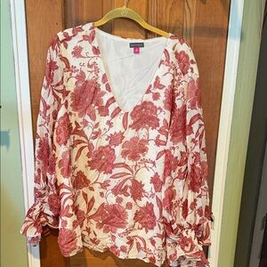 Vince Camuto Red Floral Blouse